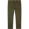 Skinny Straight-Cut Twill Pants, Military Olive - Pants - 1 - thumbnail