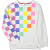 Ruby Crew Neck Long Cuffed Sleeve Sweatshirt, Checkerboard - Sweatshirts - 1 - thumbnail