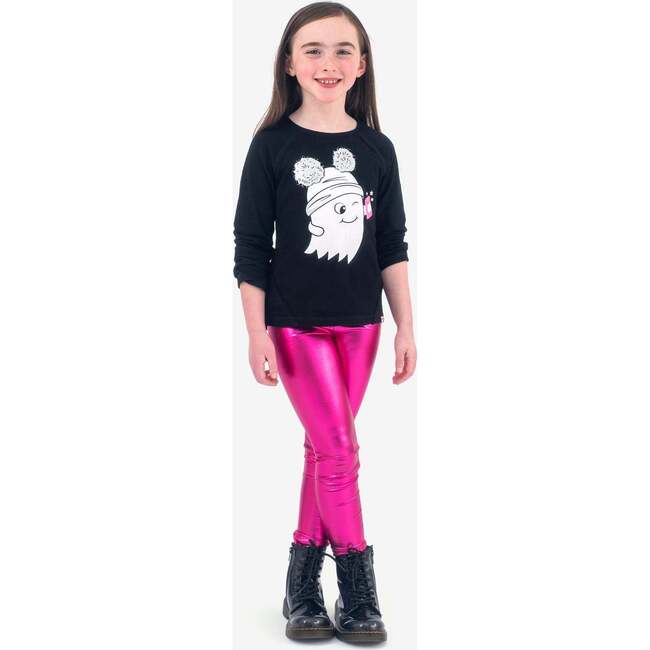 Shiny Metallic Leggings, Fuschia - Leggings - 2