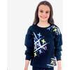 Sofia Tic Tac Toe Print Long Cuffed Sleeve Top, Black - Sweatshirts - 2