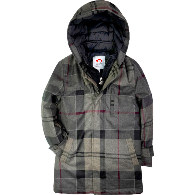 New Gotham Plaid Water And Wind-Resistant Coat, Grey