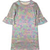 Kathleen Mid-Length Fluttery Bell Sleeve Metallic Dress, Rainbow - Dresses - 1 - thumbnail