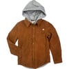 Glen Contrast Hooded Corduroy Shirt, Sierra - Shirts - 1 - thumbnail