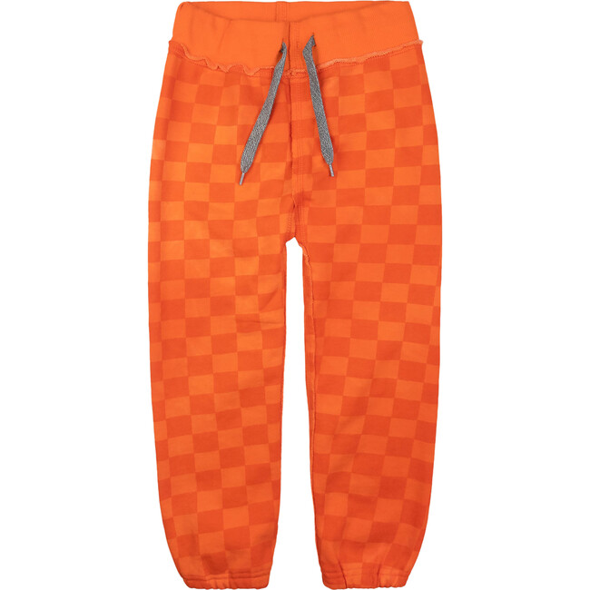 Gym Drawstring Sweatpants, Orange Check