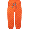 Gym Drawstring Sweatpants, Orange Check - Sweatpants - 1 - thumbnail