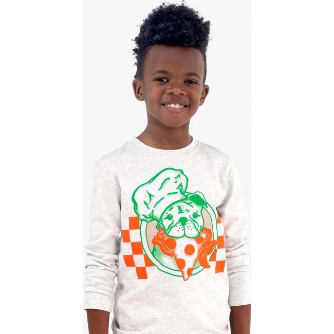 Puperoni Pizza Graphic Long Sleeve Tee, Cloud Heather - T-Shirts - 2
