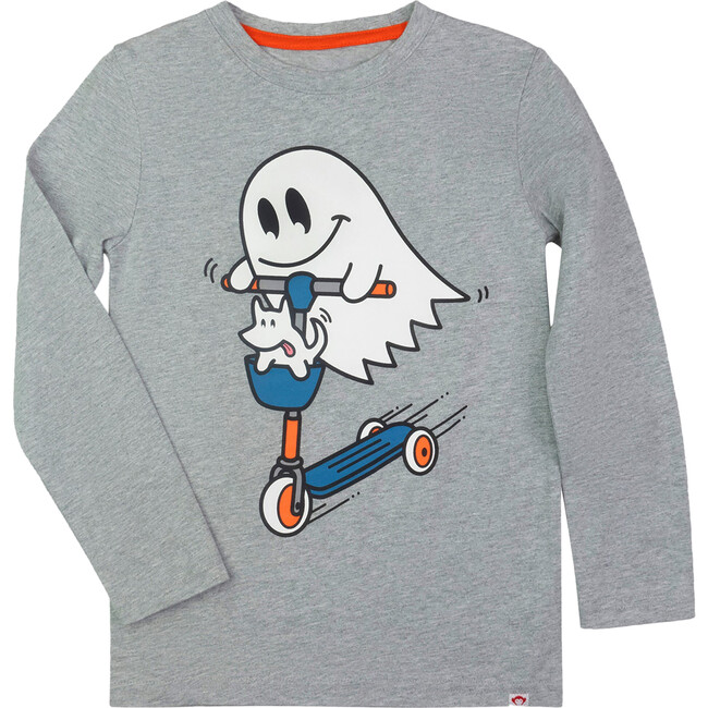 Ghost Friends Graphic Long Sleeve Tee, Heather Mist