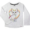 Adler French Bulldog Print Crew Neck Long Sleeve Tee, White Slub - T-Shirts - 1 - thumbnail