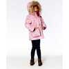Vintage Floral Print Faux Fur Hooded Puffy Jacket, Pink - Jackets - 3