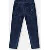 Velvet Ribbed Treggings, Dark Navy - Leggings - 3