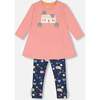 Tunic & Print Legging Set, Rosette Pink & Navy - Mixed Apparel Set - 1 - thumbnail
