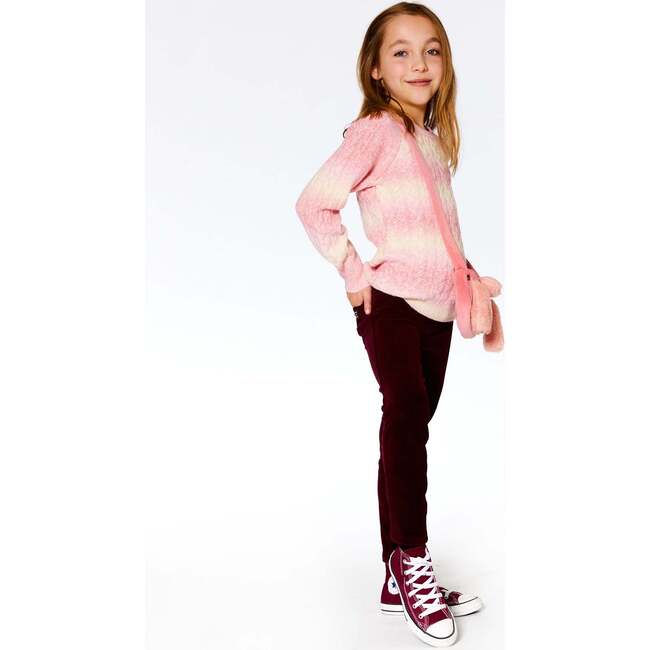 Velvet Ribbed Treggings, Red Wine
