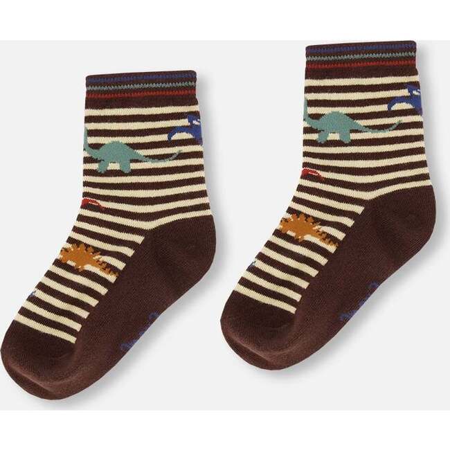 Semi Striped Socks, Brown & Beige