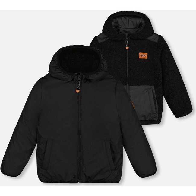 Transition Reversible Sherpa & Nylon Jacket, Black