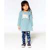 Tunic & Print Leggings Set, Sage Green & Navy - Mixed Apparel Set - 2
