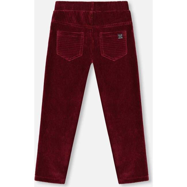 Velvet Ribbed Treggings, Red Wine - Leggings - 3