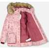 Vintage Floral Print Faux Fur Hooded Puffy Jacket, Pink - Jackets - 5
