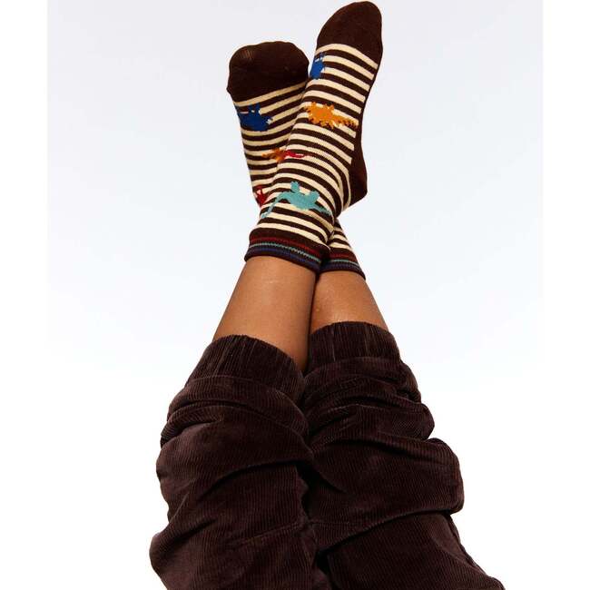 Semi Striped Socks, Brown & Beige