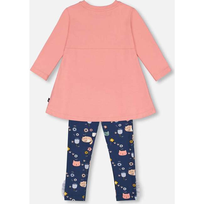 Tunic & Print Legging Set, Rosette Pink & Navy - Mixed Apparel Set - 3