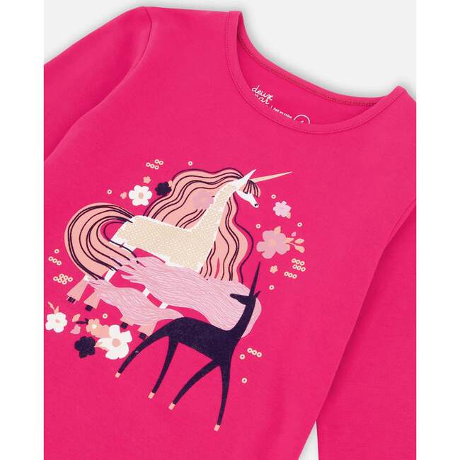 Unicorn Print Long Sleeve T-Shirt, Purple Pink - T-Shirts - 4