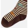 Semi Striped Socks, Brown & Beige - Socks - 3