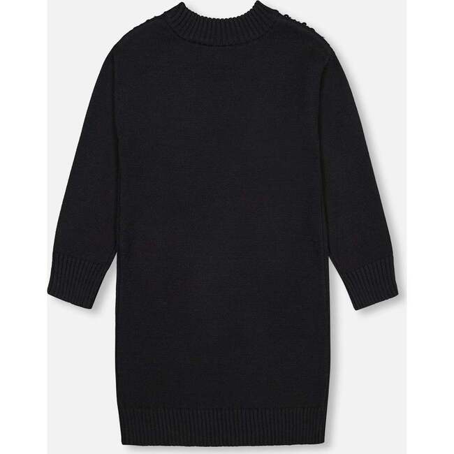 Round-The-Neck Sequins Knit Dress, Black - Dresses - 3