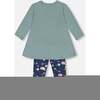 Tunic & Print Leggings Set, Sage Green & Navy - Mixed Apparel Set - 4