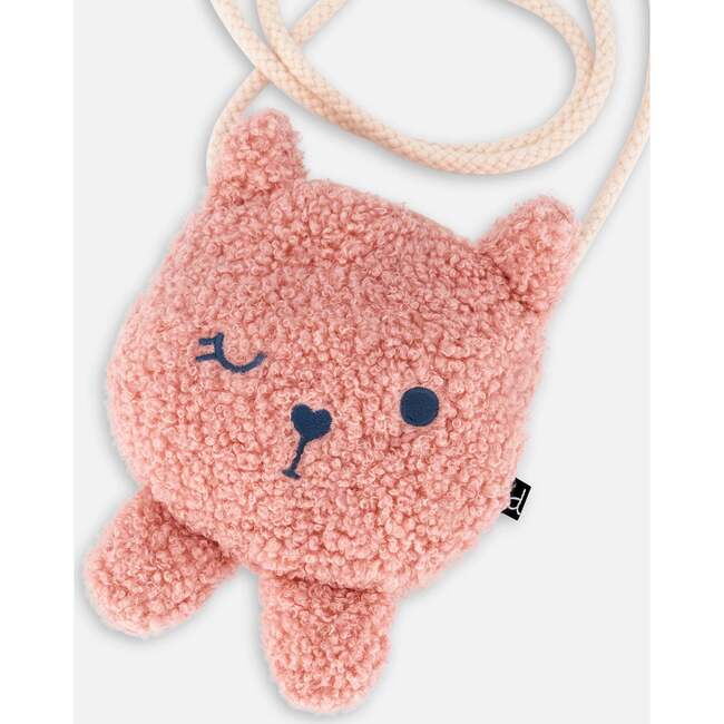 Sherpa Embroidered Cat Face Cross-Body Bag, Rosette Pink - Bags - 5