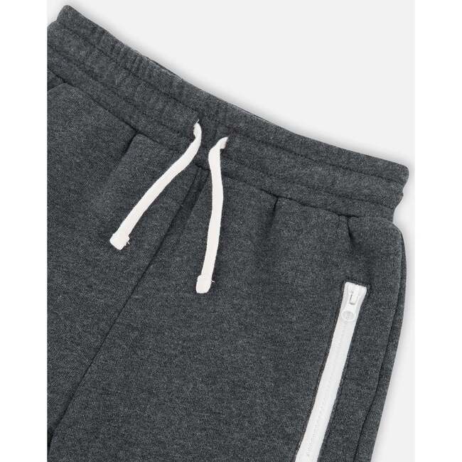 Zipper Pocket Fleece Sweatpants, Dark Grey Mix - Sweatpants - 4