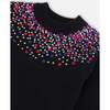 Round-The-Neck Sequins Knit Dress, Black - Dresses - 4