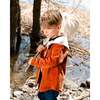 Ribbed Velvet Oversized Hooded Shirt, Burnt Orange - Jackets - 2