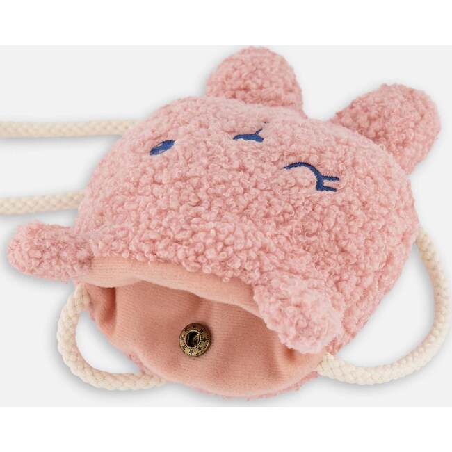Sherpa Embroidered Cat Face Cross-Body Bag, Rosette Pink - Bags - 6