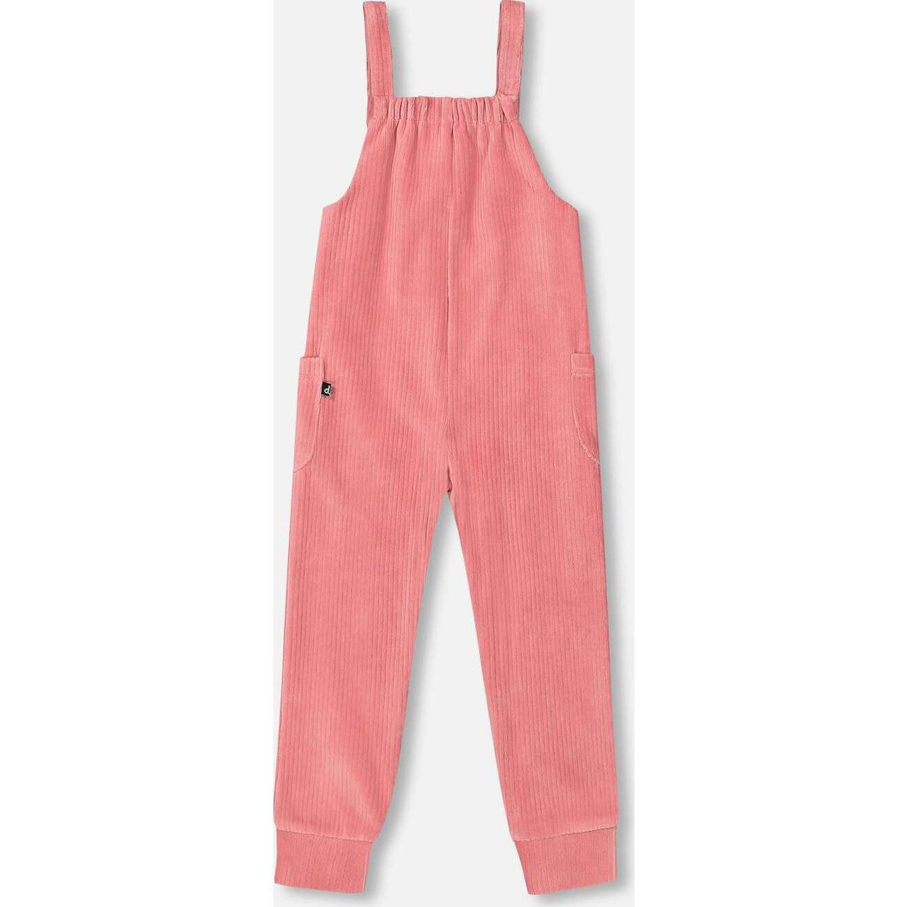 Ribbed Velvet Overalls, Salmon Pink - Deux par Deux Rompers