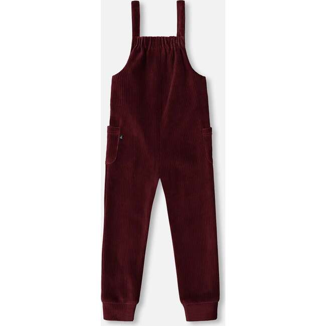 Ribbed Velvet Overalls, Burgundy - Overalls - 3