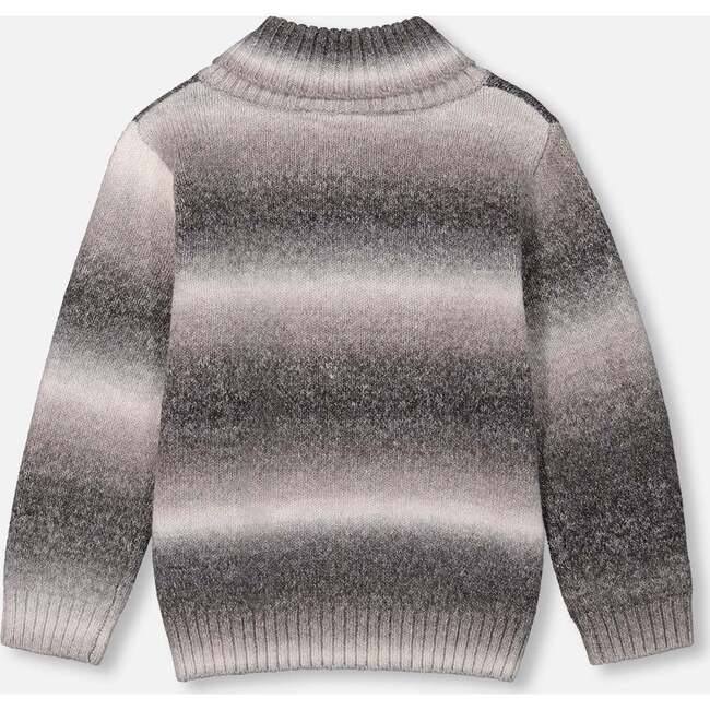 Ribbed Collar Oversized Sweater, Grey Gradient - Sweaters - 3