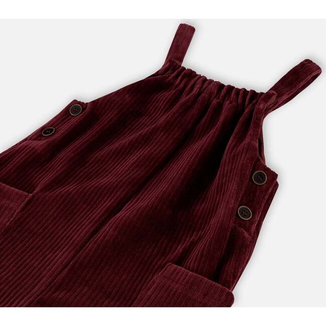 Ribbed Velvet Overalls, Burgundy - Overalls - 4