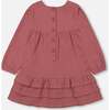 Muslin Long Sleeve Frilled Dress, Plum - Dresses - 3
