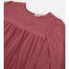 Muslin Long Sleeve Frilled Dress, Plum - Dresses - 4