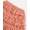 Mid Calf Mesh Frilled Skirt, Salmon Pink - Skirts - 5