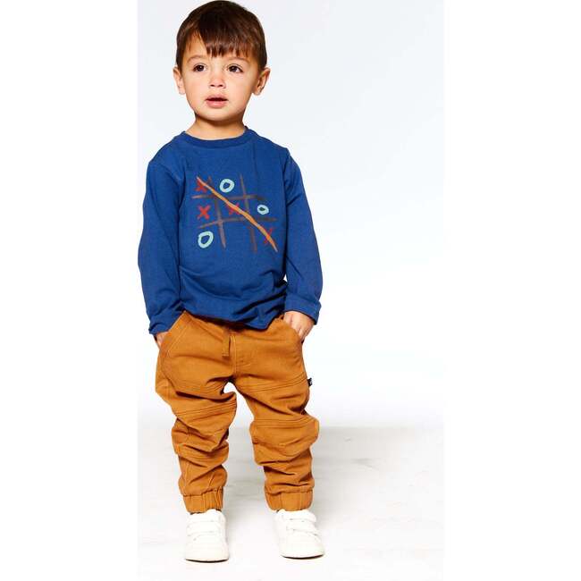 Tic-Tac-Toe Print Jersey T-Shirt, Indigo Blue - T-Shirts - 2