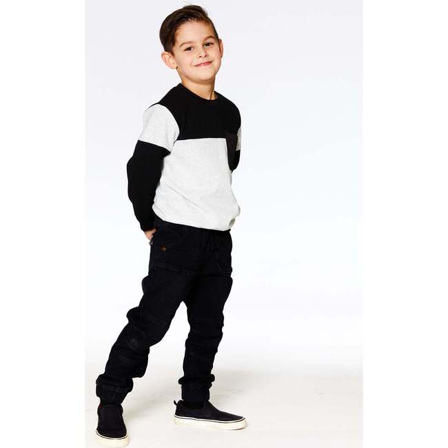 Super Soft Brushed Rib Top, Light Grey Mix & Black - T-Shirts - 2