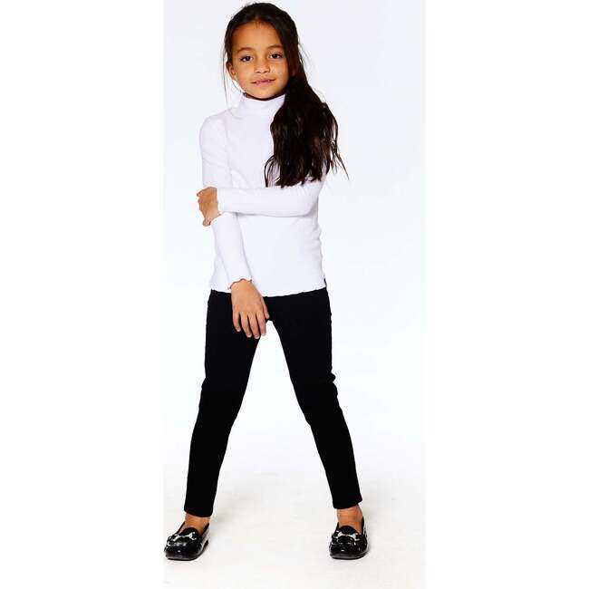 Super Soft Brushed Rib Mock Neck Top, White - T-Shirts - 2