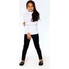 Super Soft Brushed Rib Mock Neck Top, White - T-Shirts - 2