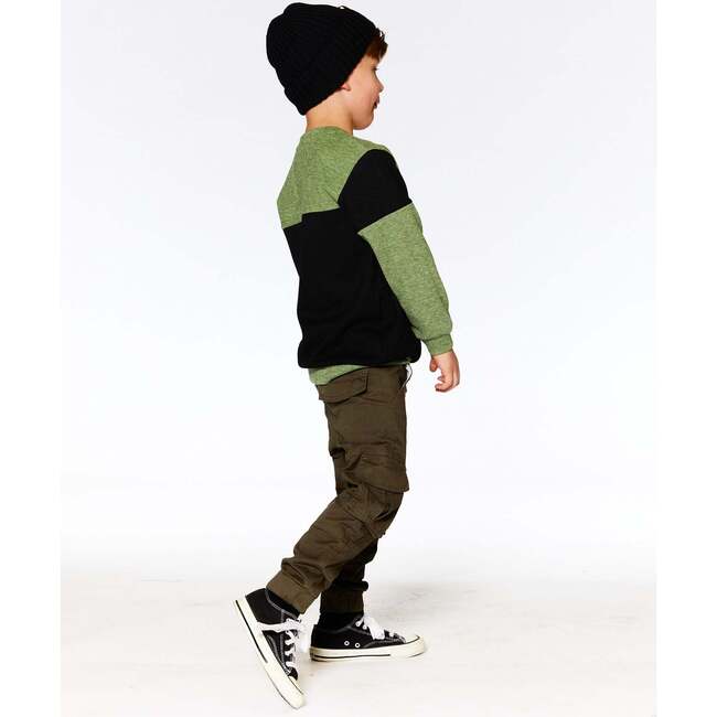 Super Soft Brushed Rib Top, Black & Ivy Green - T-Shirts - 2