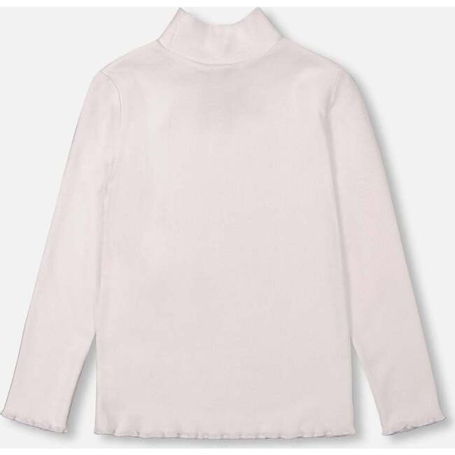 Super Soft Brushed Rib Mock Neck Top, White - T-Shirts - 3