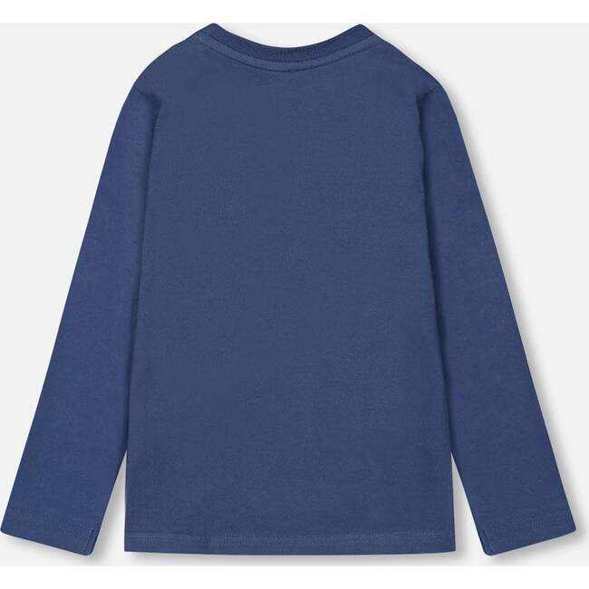 Tic-Tac-Toe Print Jersey T-Shirt, Indigo Blue - T-Shirts - 3