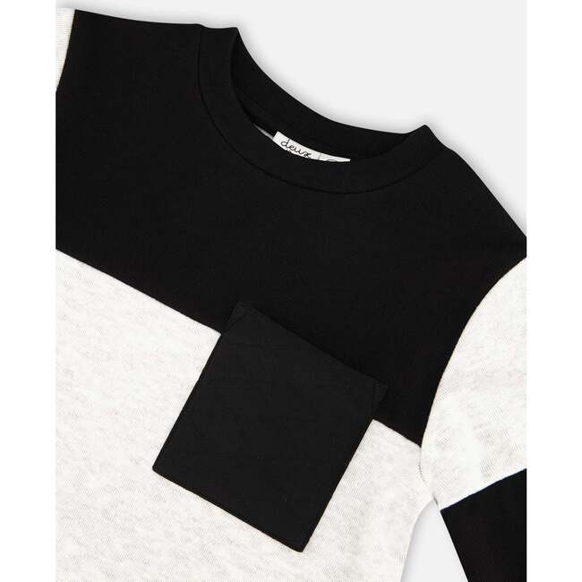 Super Soft Brushed Rib Top, Light Grey Mix & Black - T-Shirts - 4