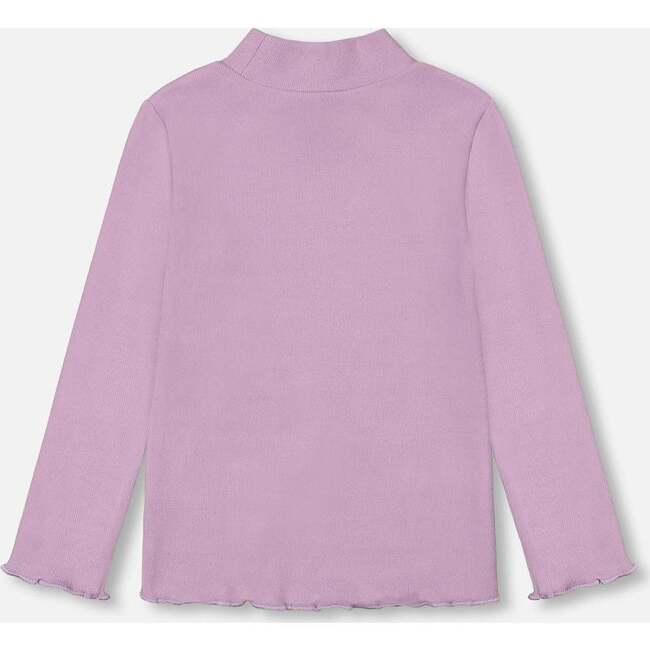 Super Soft Brushed Rib Mock Neck Top, Lilac - T-Shirts - 3