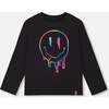 Smile Print Jersey T-Shirt, Black & Multicolors - T-Shirts - 1 - thumbnail