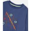 Tic-Tac-Toe Print Jersey T-Shirt, Indigo Blue - T-Shirts - 4
